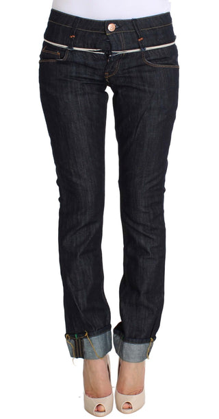 Jeans de algodón denim azul de corte recto
