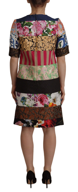 Vestido mini multicolor de patchwork floral de jacquard corte tubo  