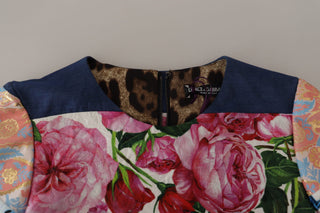 Vestido mini multicolor de patchwork floral de jacquard corte tubo  
