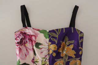 Kleid Midi Patchwork Floral Jacquard Seide