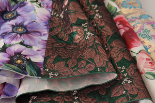 Kleid Midi Patchwork Floral Jacquard Seide