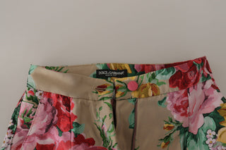 Beiges Blumenkleid Formelle Hose mit hoher Taille