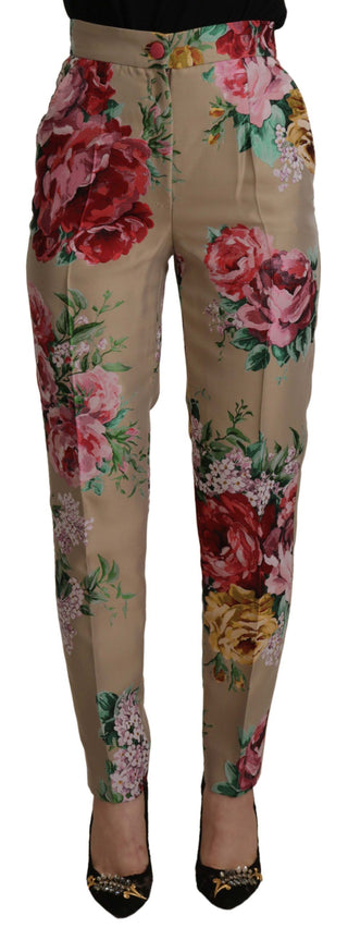 Beiges Blumenkleid Formelle Hose mit hoher Taille