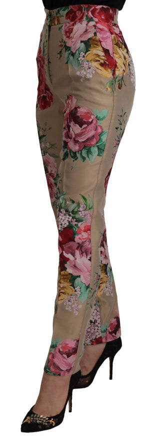 Beiges Blumenkleid Formelle Hose mit hoher Taille