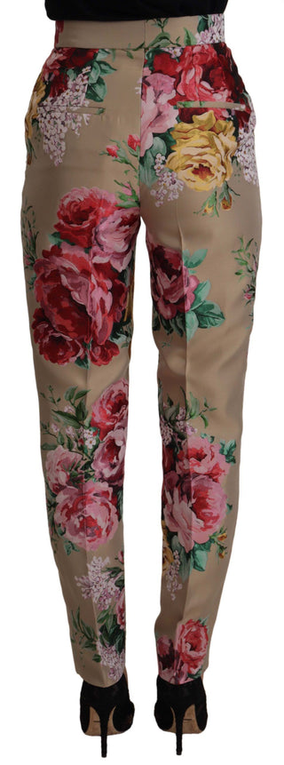 Beiges Blumenkleid Formelle Hose mit hoher Taille