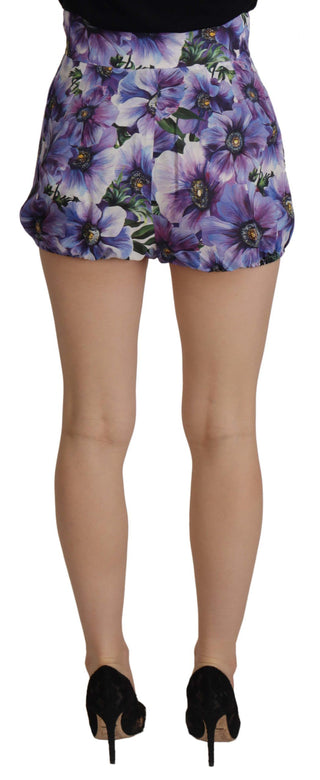 Pantalones cortos hot pants morados anémona de cintura alta