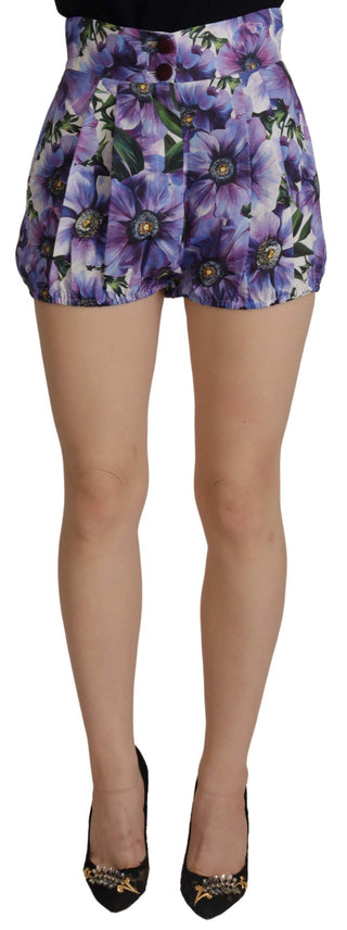 Pantalones cortos hot pants morados anémona de cintura alta