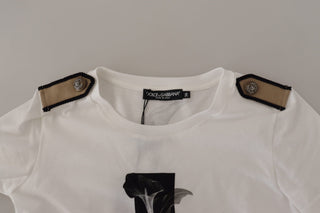 Weißes T-Shirt aus Baumwolle mit Rundhalsausschnitt „Black Roses“