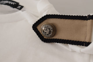 Weißes T-Shirt aus Baumwolle mit Rundhalsausschnitt „Black Roses“