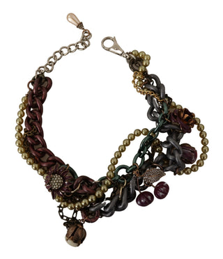 Goldmessing Sizilien Blumen Kristall Statement-Halskette