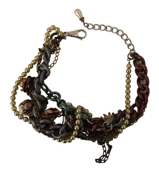 Goldmessing Sizilien Blumen Kristall Statement-Halskette