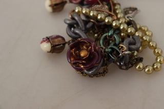 Goldmessing Sizilien Blumen Kristall Statement-Halskette