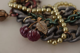 Goldmessing Sizilien Blumen Kristall Statement-Halskette