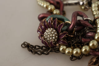Goldmessing Sizilien Blumen Kristall Statement-Halskette