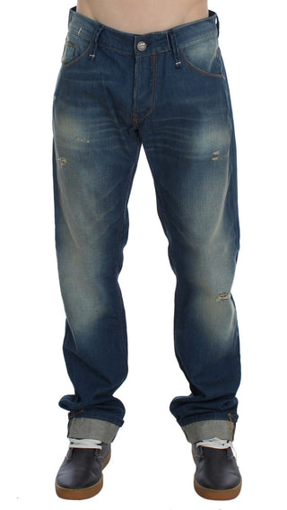 Jeans de algodón denim azul de corte holgado
