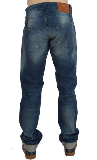Blue Wash Denim Baumwoll-Stretch Baggy Fit Jeans