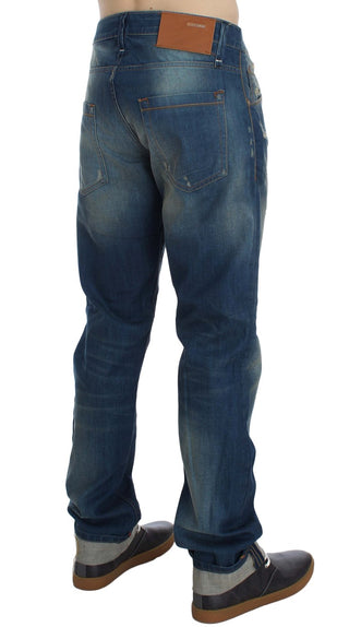 Jeans de algodón denim azul de corte holgado