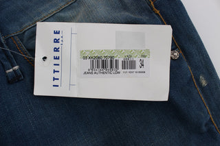 Blue Wash Denim Baumwoll-Stretch Baggy Fit Jeans