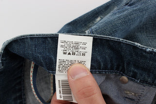 Jeans de algodón denim azul de corte regular