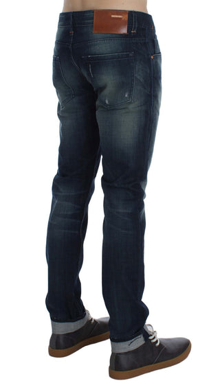 Jeans de algodón denim azul ajustados