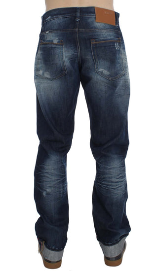 Jeans de algodón denim azul de corte regular