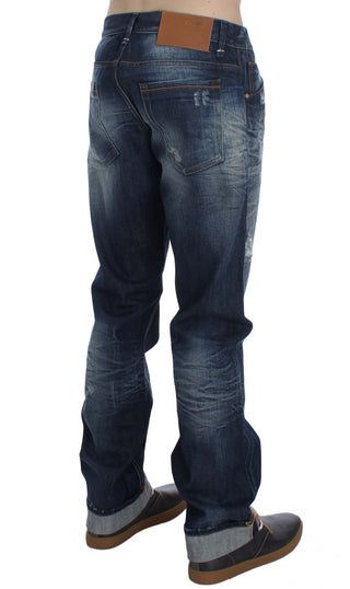 Jeans de algodón denim azul de corte regular