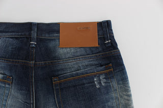 Jeans de algodón denim azul de corte regular