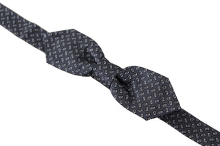 Blau-graue Polka Dot 100% Seide Herrenfliege