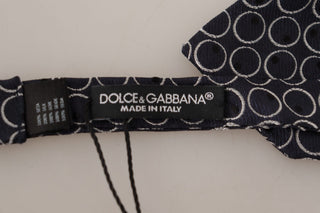 Dark Gray White Round 100% Silk Neck Papillon  Tie