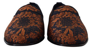 Blaue Rust florale Slipper Loafers Schuhe