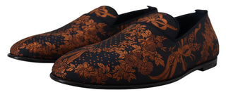 Blaue Rust florale Slipper Loafers Schuhe