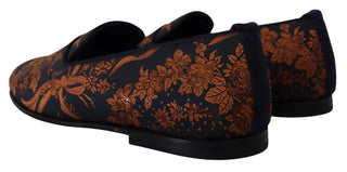 Blaue Rust florale Slipper Loafers Schuhe