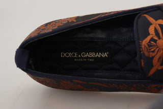 Blaue Rust florale Slipper Loafers Schuhe