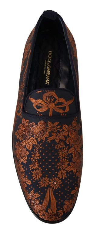 Blaue Rust florale Slipper Loafers Schuhe