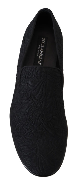 Zapatos mocasines jacquard floral negro