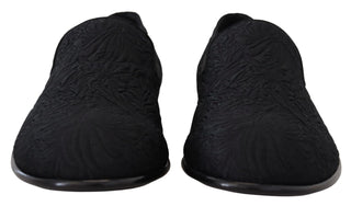 Zapatos mocasines jacquard floral negro