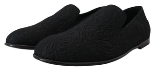 Zapatos mocasines jacquard floral negro