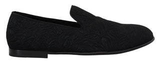 Zapatos mocasines jacquard floral negro