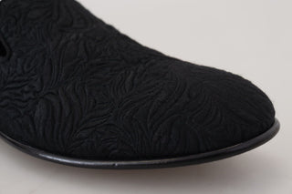 Zapatos mocasines jacquard floral negro