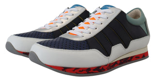 Mehrfarbige Leder-Sportschuhe mit niedrigem Schaft