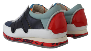 Mehrfarbige Leder-Sportschuhe mit niedrigem Schaft
