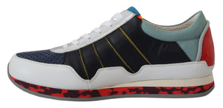 Mehrfarbige Leder-Sportschuhe mit niedrigem Schaft