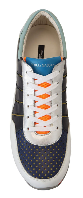 Mehrfarbige Leder-Sportschuhe mit niedrigem Schaft