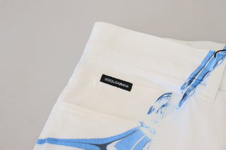 White Blue Denim Cotton Jeans Stretch Skinny Fit Pant