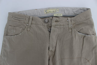 Jeans de algodón beige con parches
