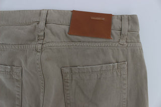 Jeans de algodón beige con parches