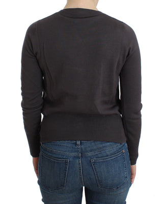 Purple Wool Sequined Cardigan Knit Sweater