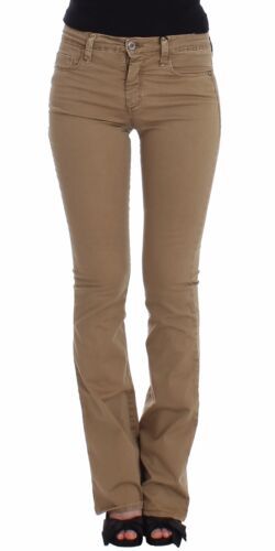 Beige Stretch-Jeans mit geradem Bein