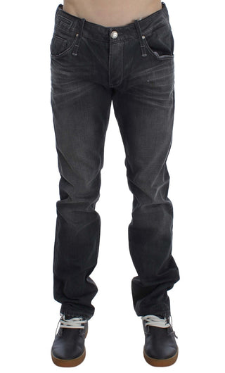 Graue Baumwoll-Jeans mit niedriger Leibhöhe, Regular Fit