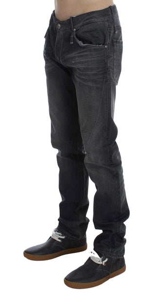 Graue Baumwoll-Jeans mit niedriger Leibhöhe, Regular Fit